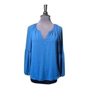 Lilly Pulitzer Size S Blue Charleigh Top Long Sleeve Elastic Cuff